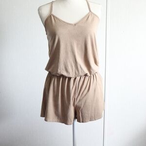 Nwt  Free People Movement Micro Fiber Suede like Casual Waist Tie Romper
